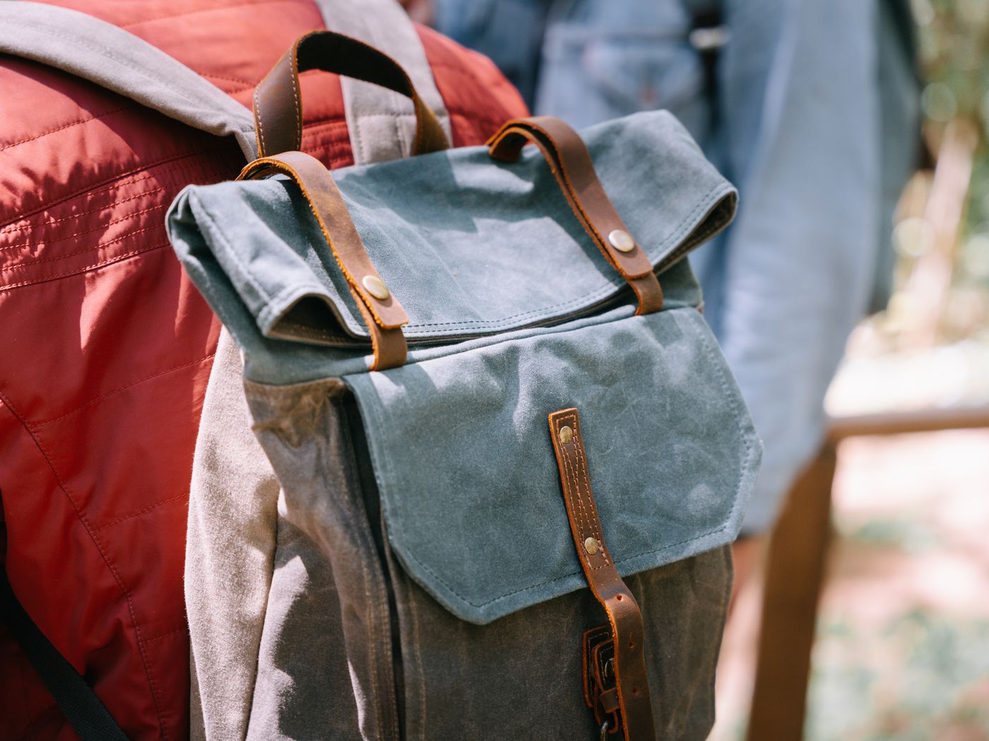 Simple unbranded backpack in an outdoor setting
