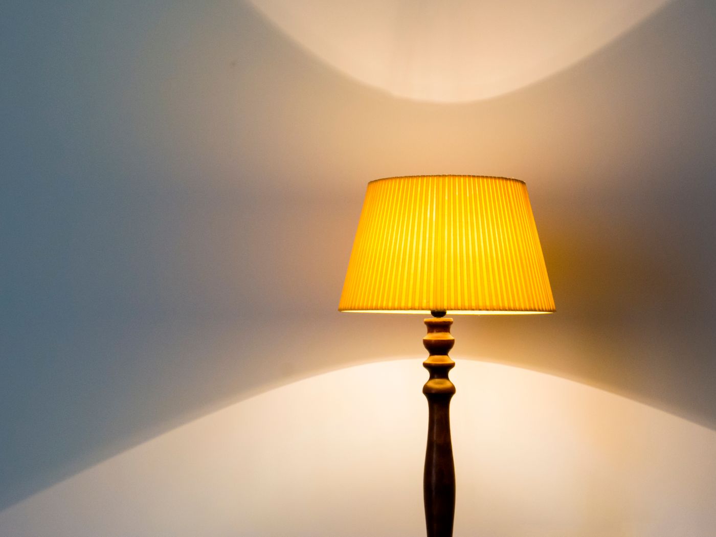 Modern sculptural desk lamp in a warm interior